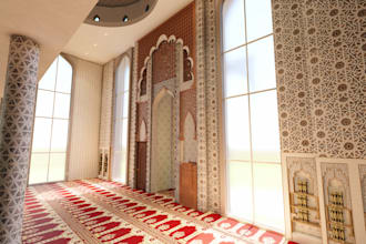 design interior mosque planning and 3d modeling