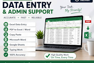 do accurate data entry, copy paste, typing and excel work
