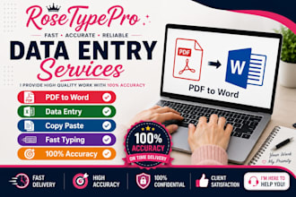 do accurate date entry, PDF to word, copy paste, and data typing