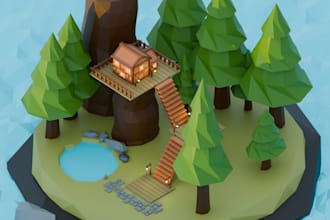 create stylized lowpoly 3d models for games and animations