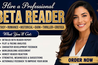 beta read your fantasy, romance, historical, dark, thriller or erotica book beta