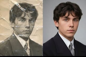 colorize old damage photo, fix blurry picture, and image restoration