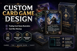 create custom card game design trading card game illustration card box mockup