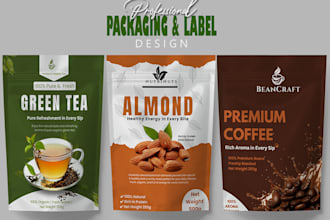 design product packaging and product label with modern branding