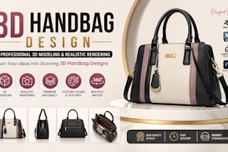 professional 3d handbag design, realistic product rendering