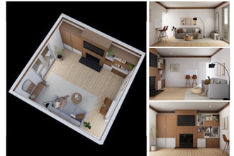 do 3d interior design for kitchen, bathroom, dining, bedroom, living room design
