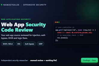 review your web application code for security vulnerabilities