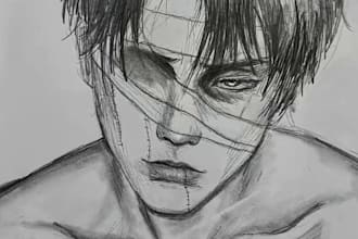 draw traditional anime sketch and manga portraits