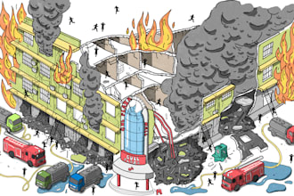 draw custom cityscape and architectural illustrations