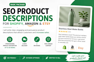 write product descriptions for shopify etsy and amazon