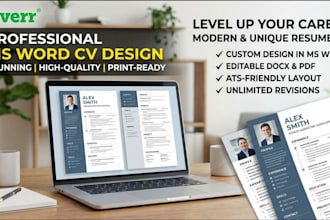 professionally design your resume, CV, and cover letter in ms word