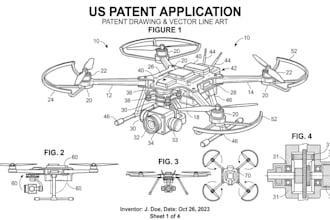 draw patent drawing and vector line art