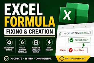 fix excel formulas, errors, vlookup, xlookup, index match