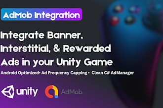 integrate admob banner, interstitial, rewarded ads in unity android game