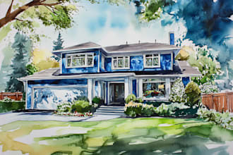 paint watercolor house portrait