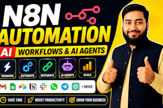build n8n workflows, ai agents, webhooks and integrations