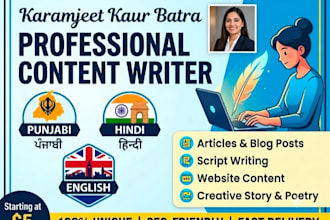 do professional punjabi, hindi and english content writing