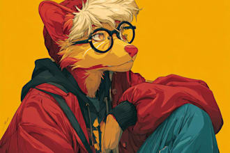 draw furry art and reference sheet for your furry character