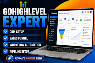 setup gohighlevel CRM, workflow automation, sales funnel and pipeline
