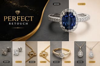 do flawless high end jewelry retouching and product photo editing