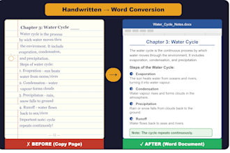 convert handwritten notes and scanned pages into word document