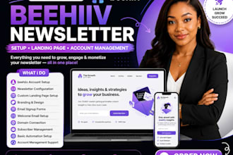 setup beehiiv newsletter beehiive landing page and   beehiiv account manager