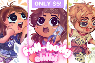 draw a custom full body chibi for 5 dollars