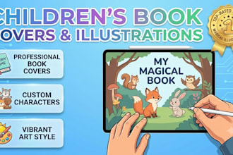 design bookcover, and children book illustration in canva
