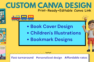 design bookcover, and children book illustration in canva