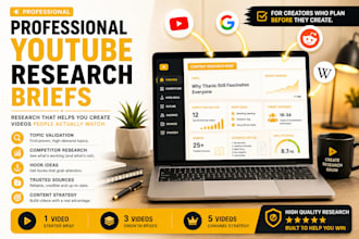 create a professional youtube content research brief