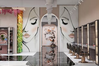 design 3d beauty hair salon interior barbershop clinic spa sauna nail pedicure