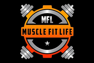 design monogram muscle fitness gym life logo