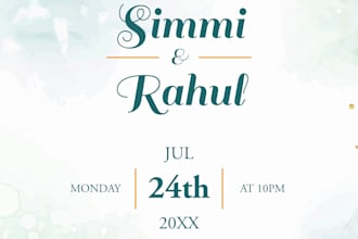 design wedding invitation, birthday card and party invitation within 24 hours