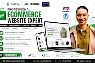 redesign woocommerce wordpress printful ecommerce online store printify seo