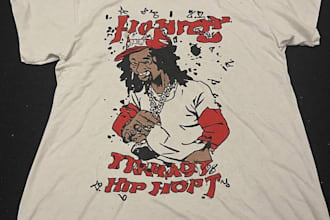 do bootleg vintage rap hip hop t shirt design based on your imagination