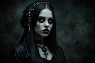 create dark art, metal, gothic illustration