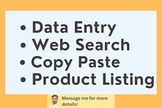 do data entry, data collection, product upload