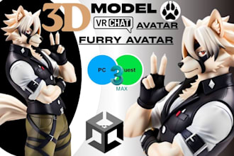 create a costum vrchat avatar, furry avatar, anime avatar and 3d character