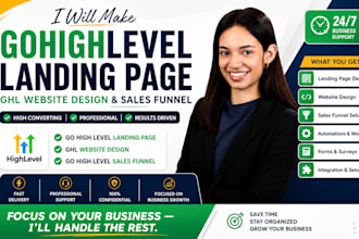 make gohighlevel landing page, ghl website design, go high level sales funnel