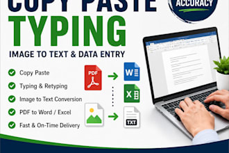 do copy paste, typing, image to text and data entry