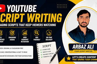 write engaging youtube scripts for cash cow and faceless channels