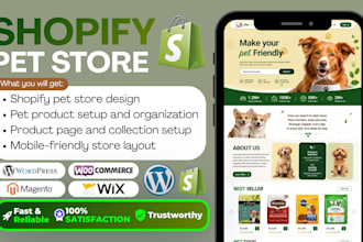 build shopify pet store pet products website and ecommerce pet store