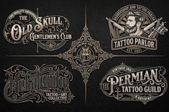 do vintage hand lettering hipster tattoo and victorian logo for your business