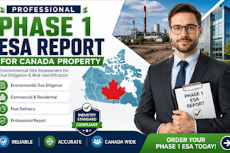 deliver a professional phase 1 esa report for canada property