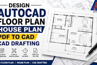 design autocad floor plan, house plan, PDF to cad, cad drafting