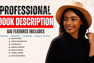 write book description, book blurb, author bio, query letter, and book synopsis
