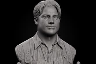 human bust sculpt for 3dprinters,posable figurine,ai photo to 3dmodel,stl,fanart