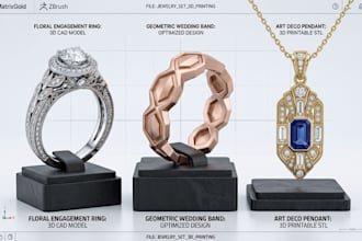 design 3d jewelry cad model 3d rings rendering 3d pendant design for 3d printing