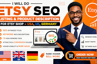 do etsy SEO listing, etsy product description for etsy shop USA UK germany