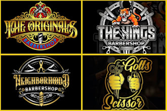 design retro vintage badge emblem barber and barbershop logo